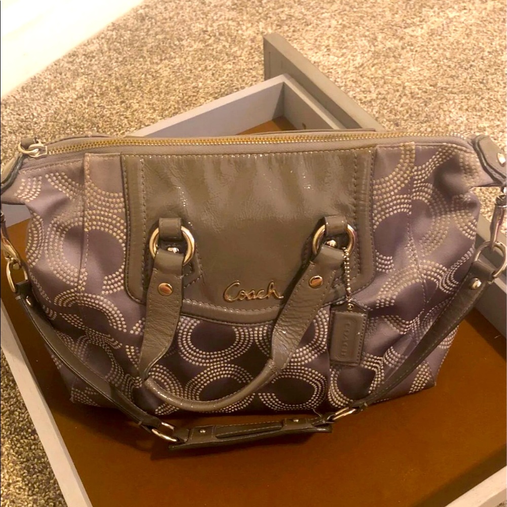 Authentic & vintage silver coach purse.